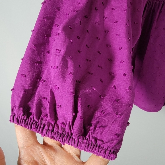 Lane Bryant Classic Top Sz 14 Long-Sleeve Split-Neck Button-Down Peplum Blouse - Picture 8 of 12